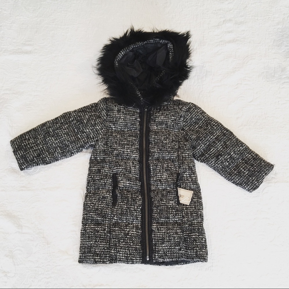 NWT*LILI GAUFRETTE***Reversible Tweed Black Coat - Picture 2 of 8